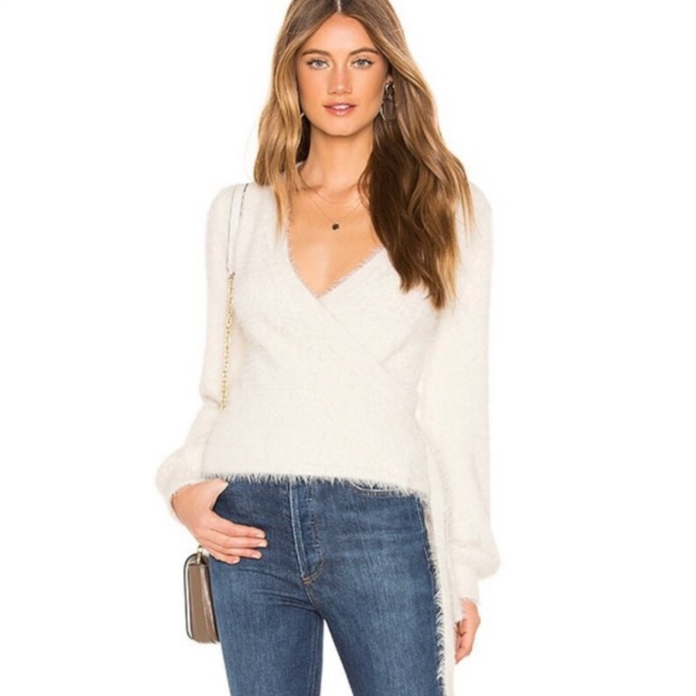 Cupcakes and Cashmere beige wrap sweater top long sleeve size small New With Tag